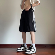抖音品质夏季新款冰丝条纹宽松休闲五分裤B315-K24186-特p25控48，男装牛仔裤，电商B315