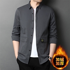 YL6966男士2023年冬季长袖加绒衬衫商务休闲修身衬衣P70，男装衬衫，电商B360