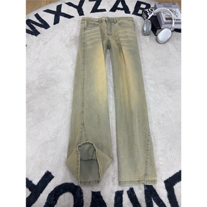 B221美式ins高街纯色修身微喇弹力牛仔裤LK26654-特P38控68