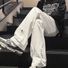 美式高街微喇叭vibe直筒休闲裤痞帅男裤子潮牌秋冬K650-特批40，男装休闲裤，星座718-1