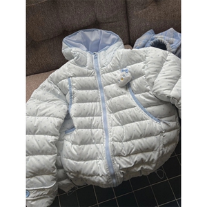 1506A/G79100/P94韩系蓝色甜美波点连帽排骨棉服图片