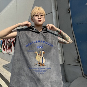 麂皮绒连帽背心坎肩男T恤美式港风JLB453-P30控48图片