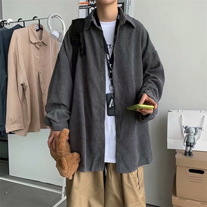 网络图K54高质量灯芯绒长袖衬衫 深灰 蓝 卡其 M~3XL P20图片