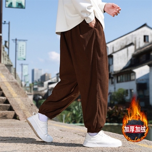 风冬季新款灯芯绒长裤子男束脚裤日系复古大码休闲裤K28-P45图片