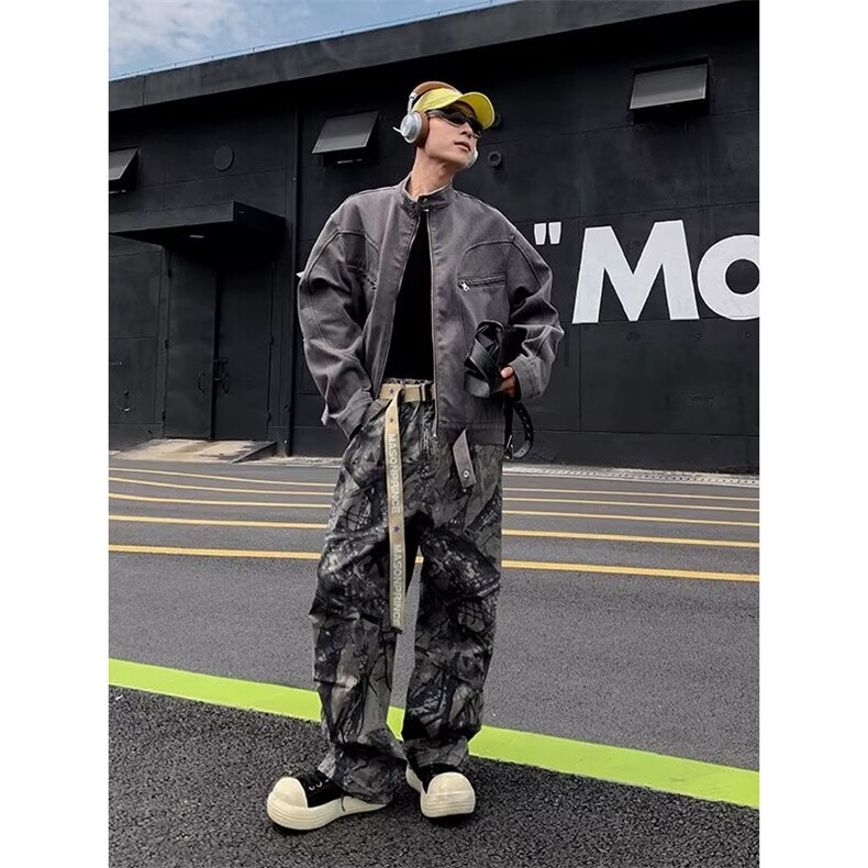 高质量牛仔裤男士韩版潮流美式高街2024秋冬ins宽松外套W5896-P98,男装牛仔裤,星座412-3