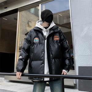 冬季加厚ins潮流立领宽松棉服美式潮牌PU皮赛车服外套 W7979-P92图片