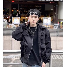 痞帅皮衣外套男潮帅气高街pu夹克男装垫肩设计机车上衣JK8543，男装皮衣，星座516A