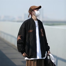 美式复古棒球服棉服外套男春秋季新款飞行员嘻哈潮牌宽松立领夹克，男装夹克，星座1210-1