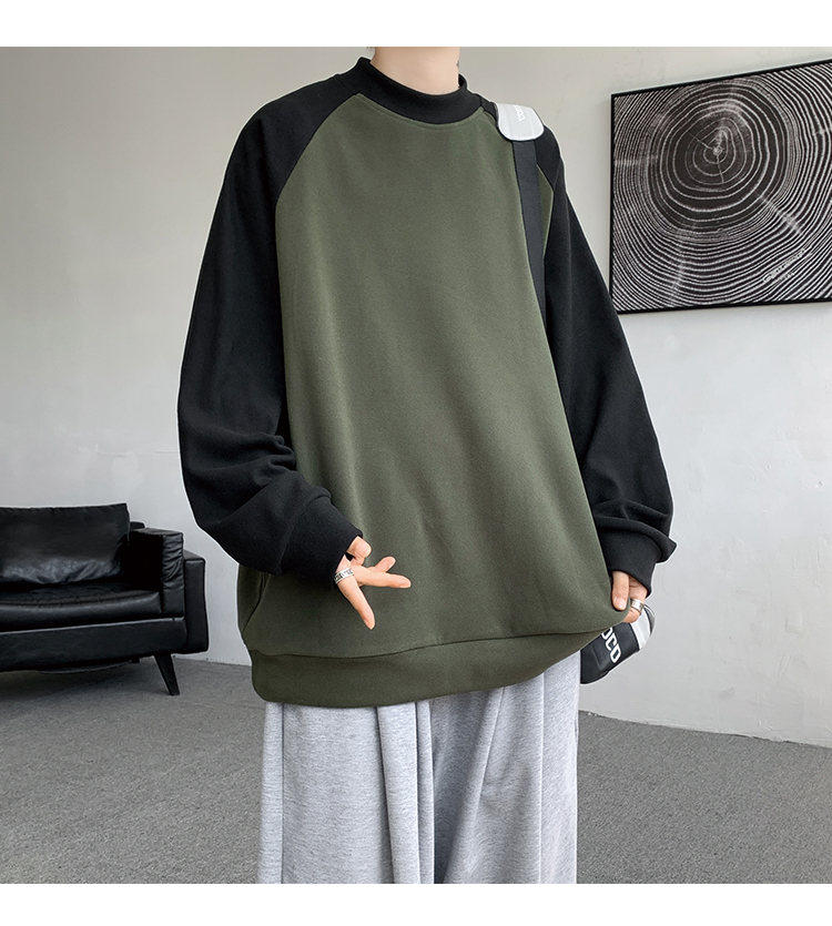 8XL-M280g raglan halvhög hals långärmad T-shirt herrbas tysk sweatshirt _voghion.com
