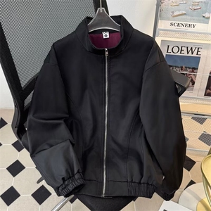 D27-P68 帛跃防水飞行员夹克春秋男潮纯色chic少年感棒球服外套图片