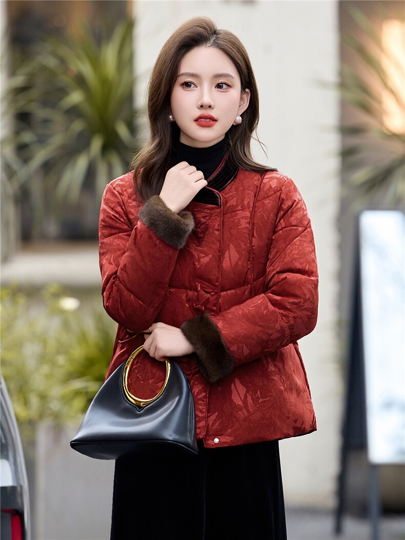时尚立领棉服女2025冬季新款新中式宽松洋气短款棉服外套,女装棉衣/棉服,伊航服饰