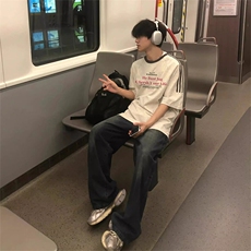 夏季美式高街重磅纯棉三条杠织带撞色男女短袖T恤ZD602-特P30，男装T恤，电商A486-1