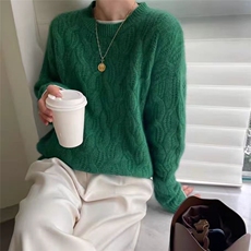 秋冬新款纯色针织套头上衣时尚百搭，女装针织衫/毛衣，冀清阳荣