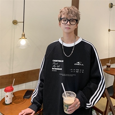 美式三杠条纹复圆领卫衣秋冬男女宽松长袖SW2466-P45控6850棉，男装卫衣，电商B370