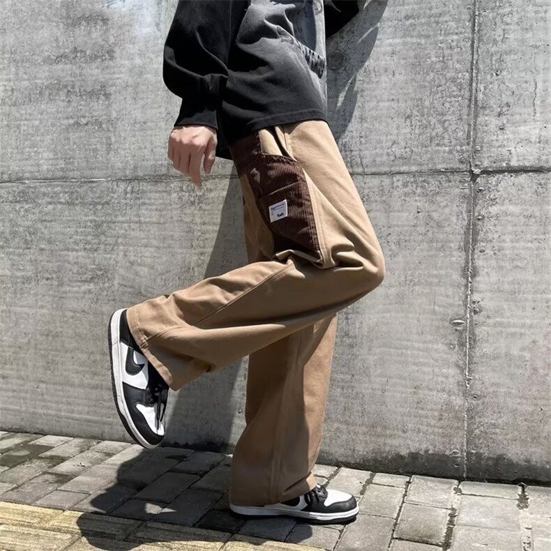 复古宽松裤子男士秋季直筒宽松潮大码阔腿拖地休闲裤MK504P38,男装休闲裤,星座1013-5