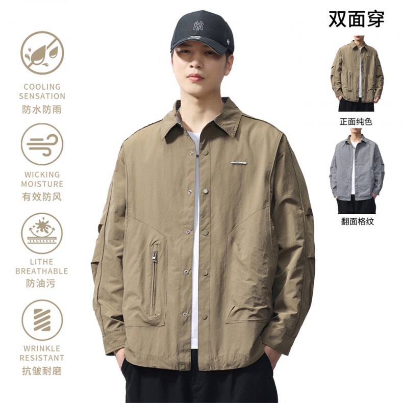 2025款老钱风三防双面穿反面千格鸟衬衫夹克外套F0936-P105控199图片