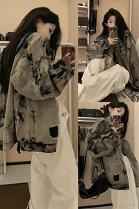 现货5千件 男女美式牛仔外套春秋扎染破坏牛仔衣高街夹克NT521P75图片