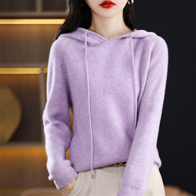 2025年秋季纯色简约系绳针织女士羊毛衫时尚休闲通勤百搭，女装羊毛衫，雅邦羊绒