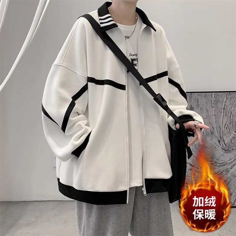 网络图现货秋季新款翻领条纹夹克外套男 RJK569-P50图片