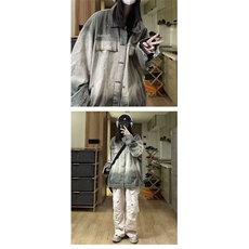 1506-1/JG88251/P66渐变牛仔外套男春秋季高街潮牌复古宽松潮夹克，男装工装外套，星座1506-1