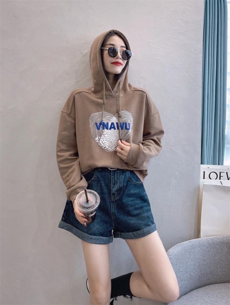 秋季戴帽长袖卫衣，女装卫衣/绒衫，薰衣坊