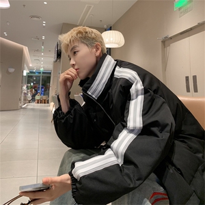 特P95控158168三条杠棉服冬外套情侣格子棉衣立领面包服MY243,衣服搭配学生冬图片