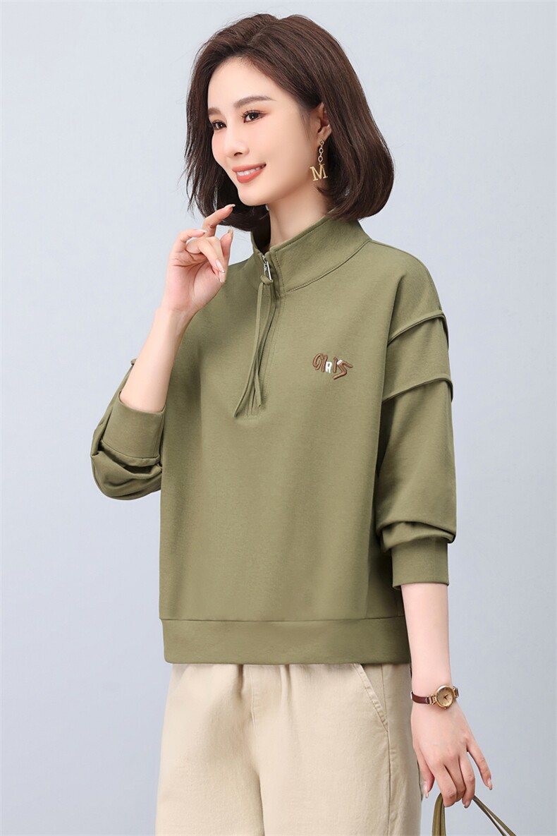 2023年秋季新款潮长袖卫衣女宽松显瘦韩版休闲百搭立领上衣打底衫,女装卫衣/绒衫,简韵佳