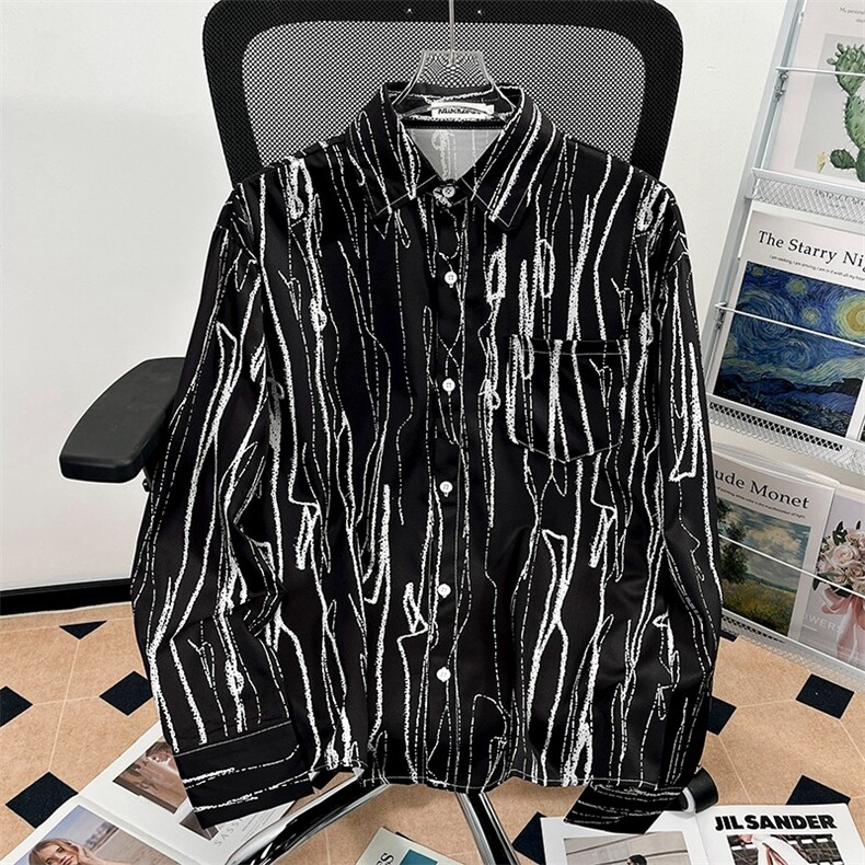 美式复古男秋季2026新款宽松长袖衬衣潮流高级感痞帅外套C169/P35，男装衬衫，星座506B