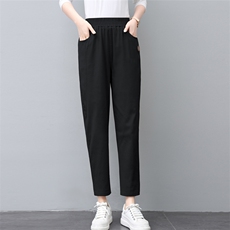 2025夏季新款卡其色休闲裤女时尚宽松显瘦百搭松紧腰裤子，女装休闲裤，璐依舞