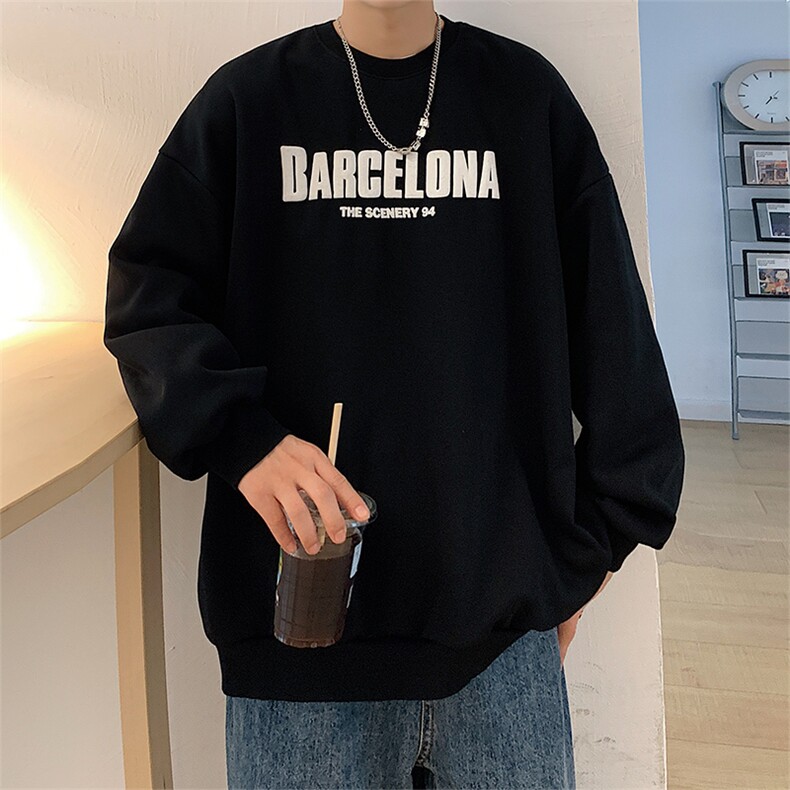港风圆领卫衣男落肩打底衫潮流百搭上衣外Y020P28,男装卫衣,星座1204-3