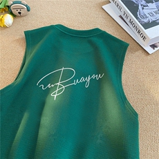 华夫格背心直播高品质重磅220克手写英文印花HB7158-P25控38，男装背心/马甲，星座508（原C305）