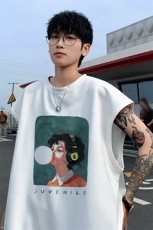 ！2024夏季新款男士百搭麂皮绒无袖短袖潮牌背心TLBX37特P18，男装背心/马甲，电商B220