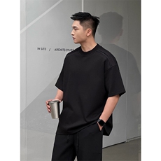 网图有货22号穿搭260g纯色重磅廓形宽松简约短袖T恤男A515-P30，男装T恤，星座1505