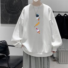 圆领卫衣男大码加厚加绒长袖t恤男S6165-P28加绒款-P33，男装卫衣，电商A040