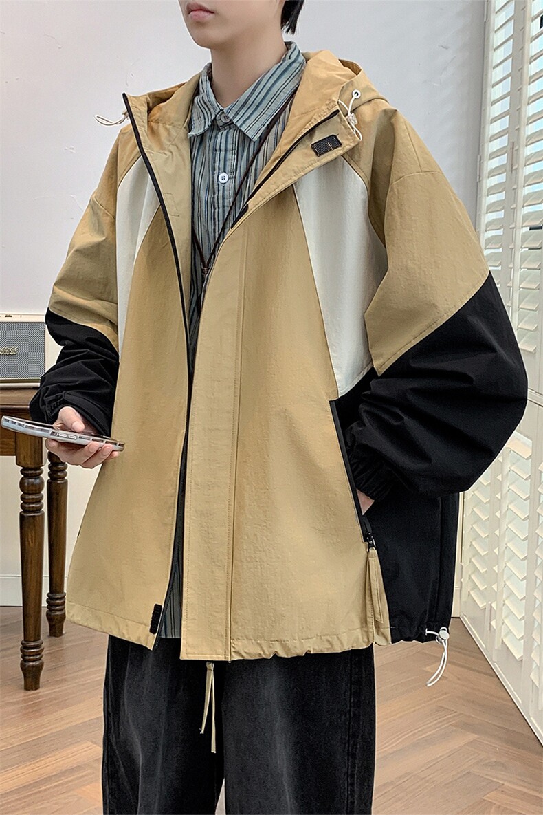 2024秋季休闲外套高品质拼接连帽宽松工装夹克男A436-8838-P90,男装夹克,电商A436