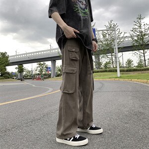 不一样的质量工装裤男港风潮2022秋夏新款ins宽松休闲裤K2202-P51图片