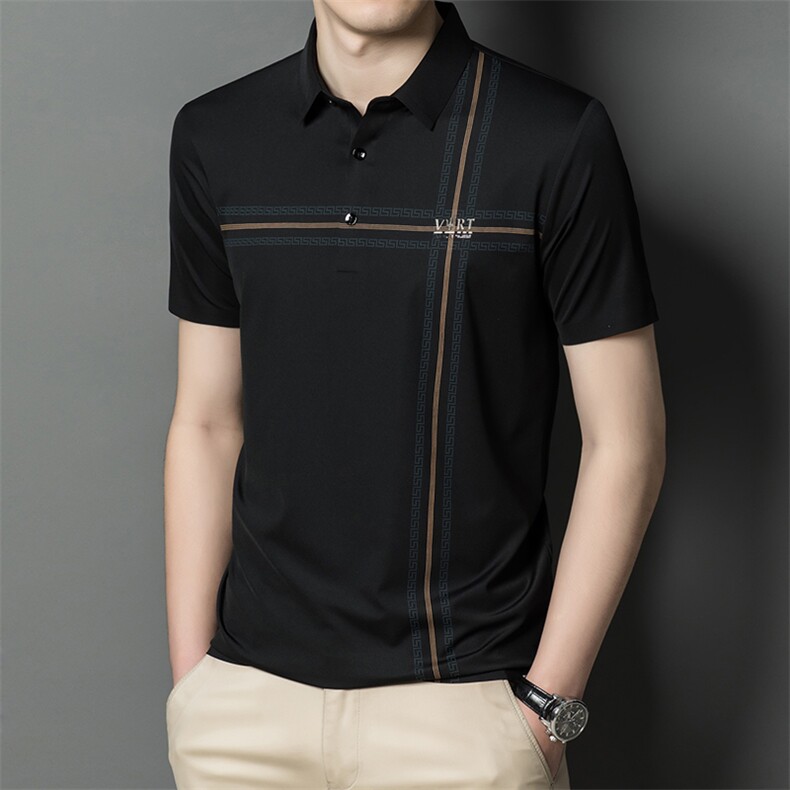 弹力短袖T恤男薄款翻领POLO衫2023夏季中年男士休闲百搭男装衬衣,男装T恤,电商B212（原钱塘6029）
