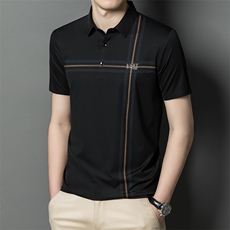 弹力短袖T恤男薄款翻领POLO衫2023夏季中年男士休闲百搭男装衬衣，男装T恤，电商B212（原钱塘6029）