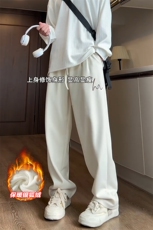 薄款改加绒特批P35无差价冬抖音银狐绒拖地长裤男K1958J加绒，男装休闲裤，电商A001