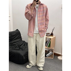 【有货】T13LL-P42泡泡纱格子衬衫男款色织格纹长袖衬衣，男装衬衫，星座1007（原301D）