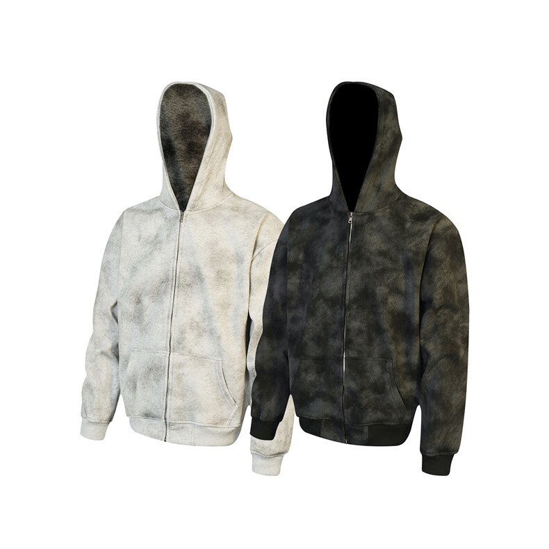 抖音得物高品质25秋冬美式高街宽松结构潮流扎染水洗连帽卫衣W97，男装卫衣，电商A486