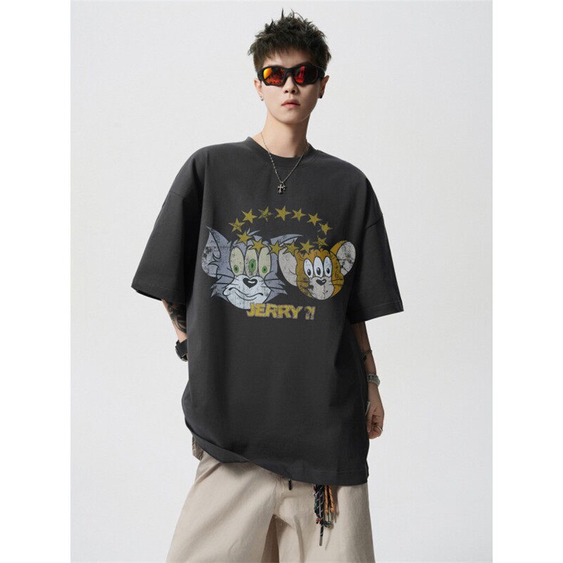 706-LK2256-P29特P260克重磅现货夏季印花短袖T恤情侣打底衫，男装T恤，星座706