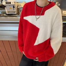 美式街头星星满印圆领毛衣男潮牌宽松百搭情侣针织衫M7045，男装针织衫/毛衣，星座1116A-1（原606A）