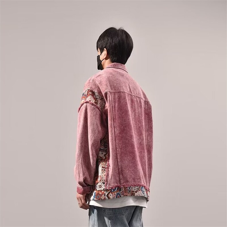 美式复古做旧拼接牛仔外套春秋新款宽松显瘦夹克上衣休闲潮,男装工装外套,星座1210-1