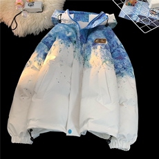 XZ-230-1MY705平铺简约百搭轻奢水墨扎染休闲连帽棉服P118控158，男装棉衣，星座230-1