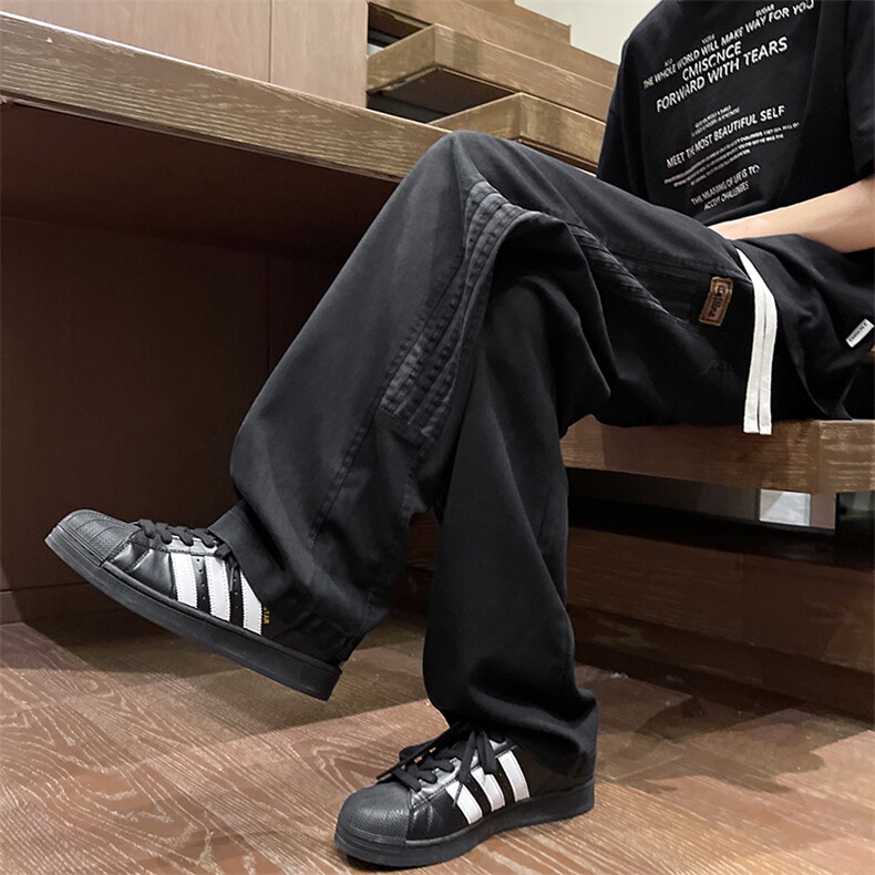 美式痞帅长裤子男春新款条纹设计感撞色拼接运动休闲裤DY528-P55,男装休闲裤,电商A178