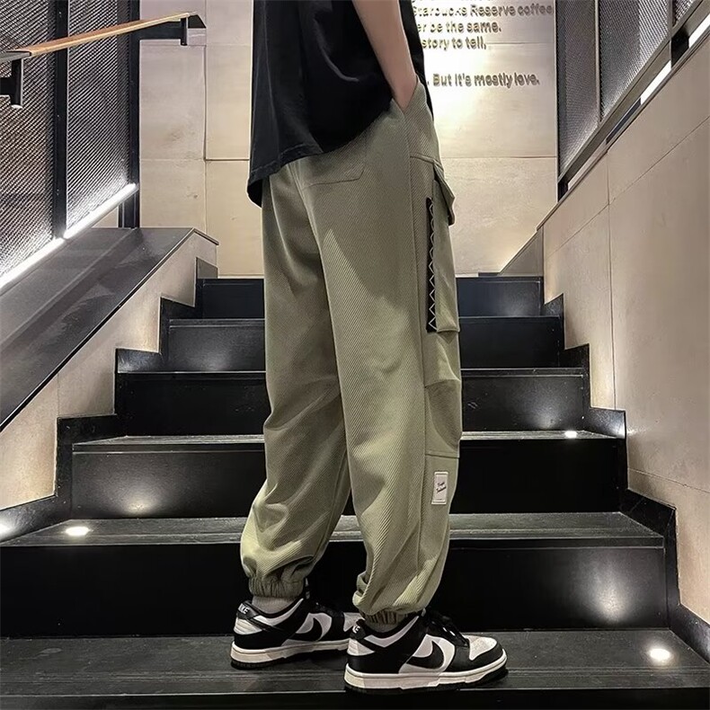 休闲裤长裤慵懒工装裤时尚潮牌男春秋新款简约宽松型潮青春流行,男装休闲裤,四季星座218-1