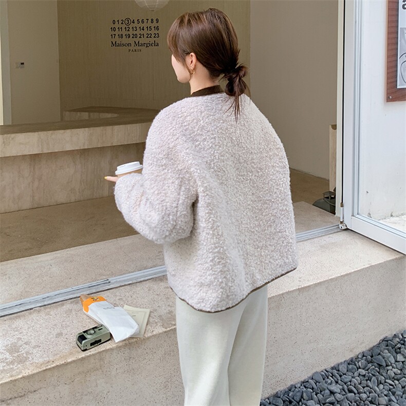 休闲羊羔毛外套女2025冬羽绒内胆轻薄短款小香风小个子chic高级感,女装羽绒服,2C176