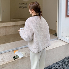 休闲羊羔毛外套女2025冬羽绒内胆轻薄短款小香风小个子chic高级感，女装羽绒服，2C176
