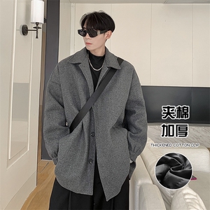 休闲百搭中长款风衣男秋冬新款韩版呢料大衣外套-A1003TP95控128图片